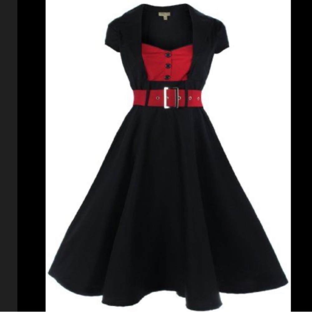 Lindy Bop Black and Red Geneva Dress